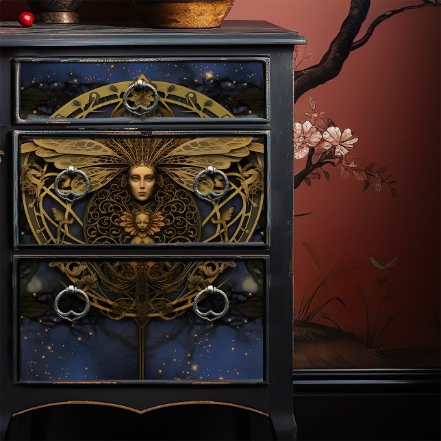 Golden Queen Bee Steampunk Art Nouveau Seidenpapier (Von Creator hochgeladen)