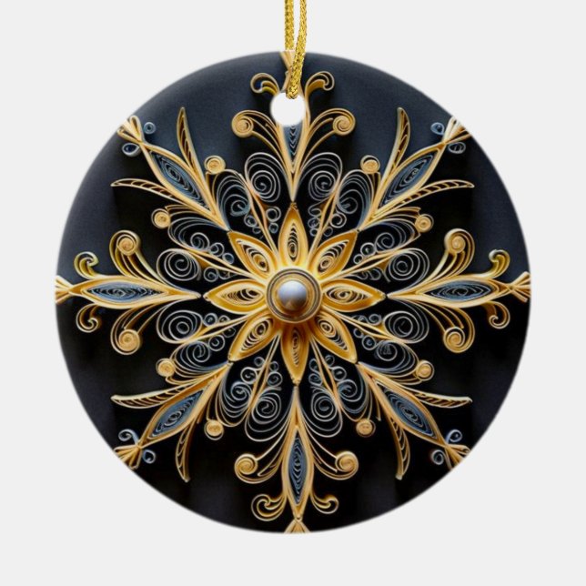 Golden Quill Snowflake Ornament (Vorne)