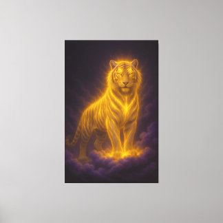 Golden Radiant Tiger on Storm Clouds – Fantasy Art Leinwanddruck
