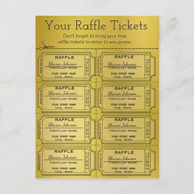 Golden Raffle Tickets Postkarte (Vorderseite)