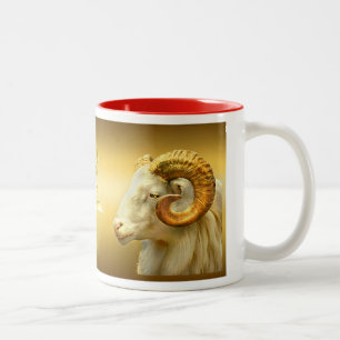 Golden Ram Chinesisches Neujahr mit Symbol für Ram Zweifarbige Tasse