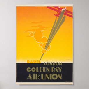 Golden Ray Air Union France Poster vintage 1927