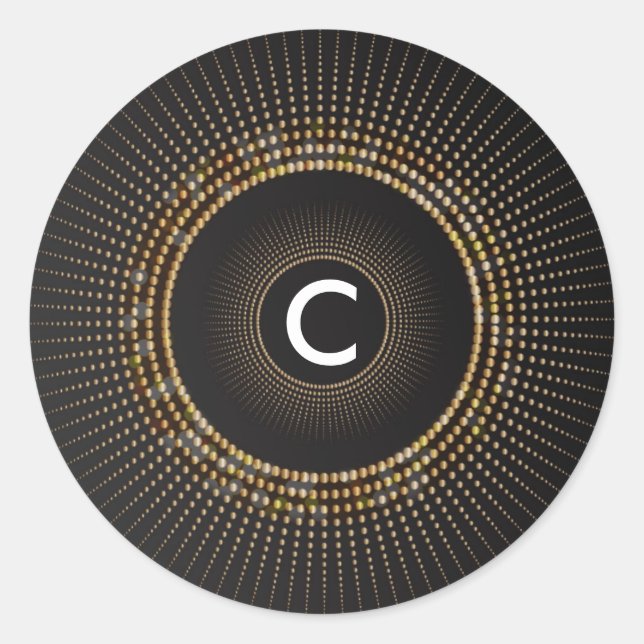 Golden Rays Chic Glamor Monogram Stickers Initiaux (Devant)