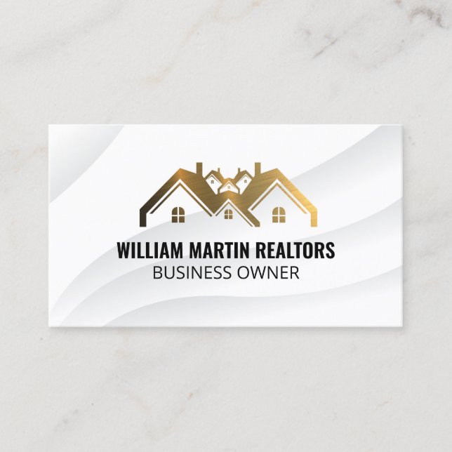 Golden Real Anwesen Roof Metallic Logo Visitenkarte (Vorderseite)