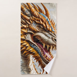 Golden Realistic Dragon Poster Badehandtuch