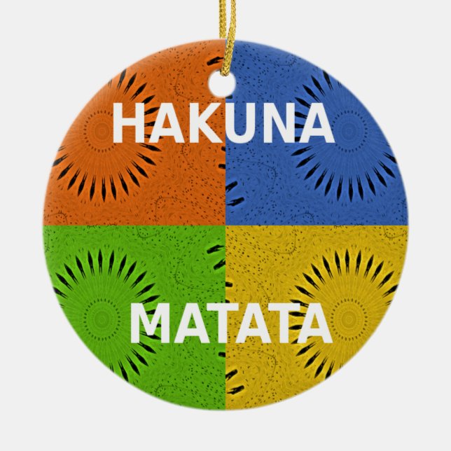 Golden Red Blue Green Hakuna Matata Keramik Ornament (Vorne)