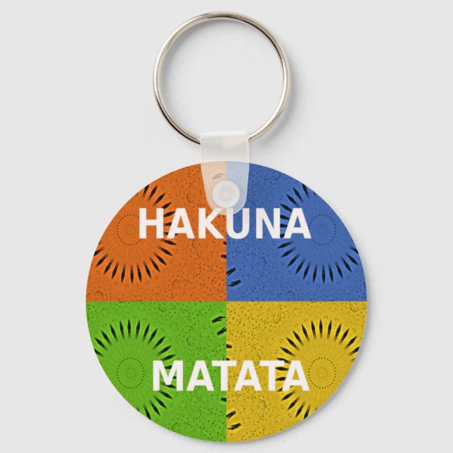 Golden Red Blue Green Hakuna Matata Schlüsselanhänger (Vorderseite)