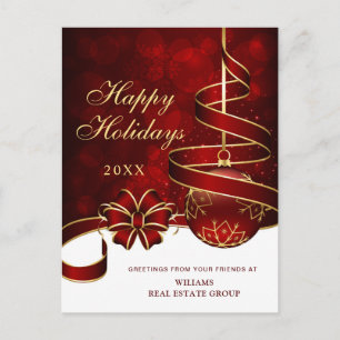 Golden Red Christmas Ball Unternehmensgrüße Feiertagspostkarte