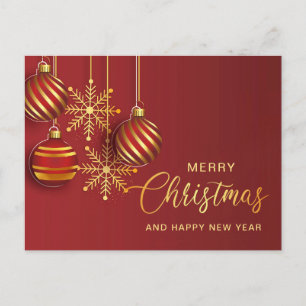 Golden Red Christmas Ornament Corporate Gruß Feiertagspostkarte