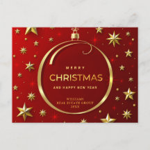 Golden Red Christmas Ornament Corporate Gruß