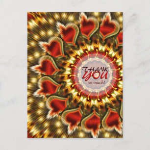 Golden Red Hearts Vielen Dank Postcard Postkarte