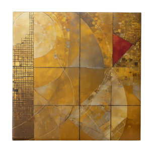 Golden, Red und Blue Geometric Heaven Fliese
