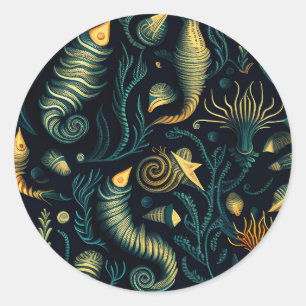 Golden Reefs Runder Aufkleber