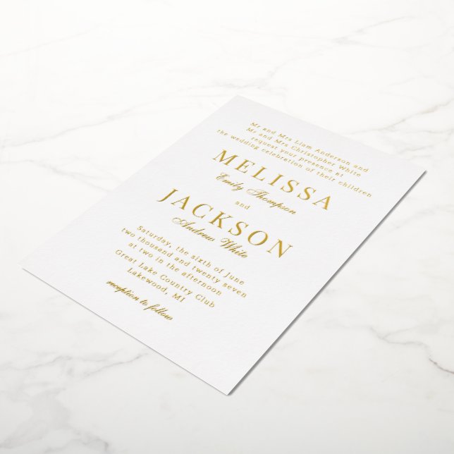 Golden Refined Classic Wedding Foil Einladung (Gedreht)