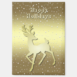 Golden Reindeer Snowy Holiday Magnet