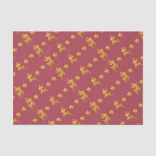 Golden Rentier auf rotem Papier