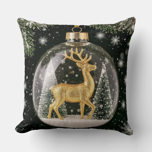 Golden Rentier Ornament Kissen (Vorderseite)