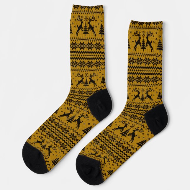 Golden Rentier Sweater Weihnachten Socken (Linkes Detail)