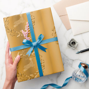 Golden Rentier und Kraut Weihnachten Geschenkpapier