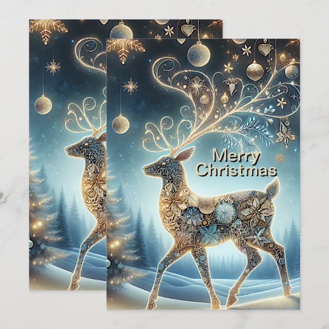 Golden Rentier Weihnachtsfeiern Feiertagskarte (Vorne/Hinten)