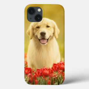 Golden Retirever in Roten Blume Case-Mate iPhone Hülle
