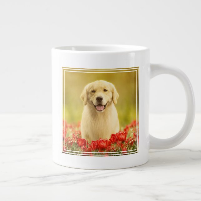 Golden Retirever in Roten Blume Jumbo-Tasse (Rechts)