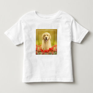 Golden Retirever in Roten Blume Kleinkind T-shirt