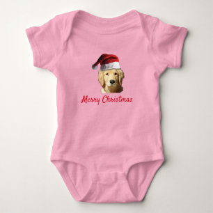 Golden Retrieve mit einem Weihnachtshut für Christ Baby Strampler