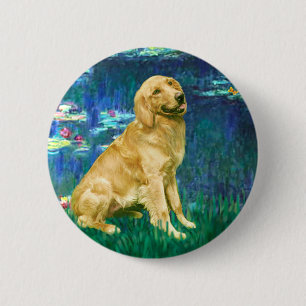 Golden Retriever 1 - Lilies 5 Button