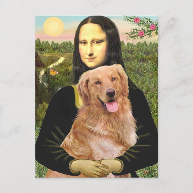 Golden Retriever 2 - Mona Lisa Postkarte (Vorderseite)