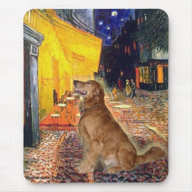 Golden Retriever 3 - Terrasse Café Mousepad (Vorne)