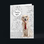Golden Retriever 40. Geburtstag Spaß Karte<br><div class="desc">Goldener Retriever mit Sprechblase,  gestreiften Krawatten und Brillen auf Ziegelstein zum 40. Geburtstag. Das Alter kann geändert werden.</div>
