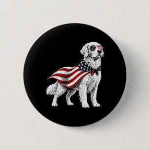 Golden Retriever 4. Juli Amerikanische Flagge Hund Button