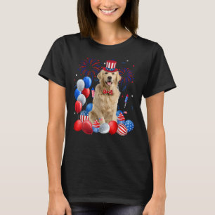 Golden Retriever 4. Juli Amerikanische Flaggenhünd T-Shirt