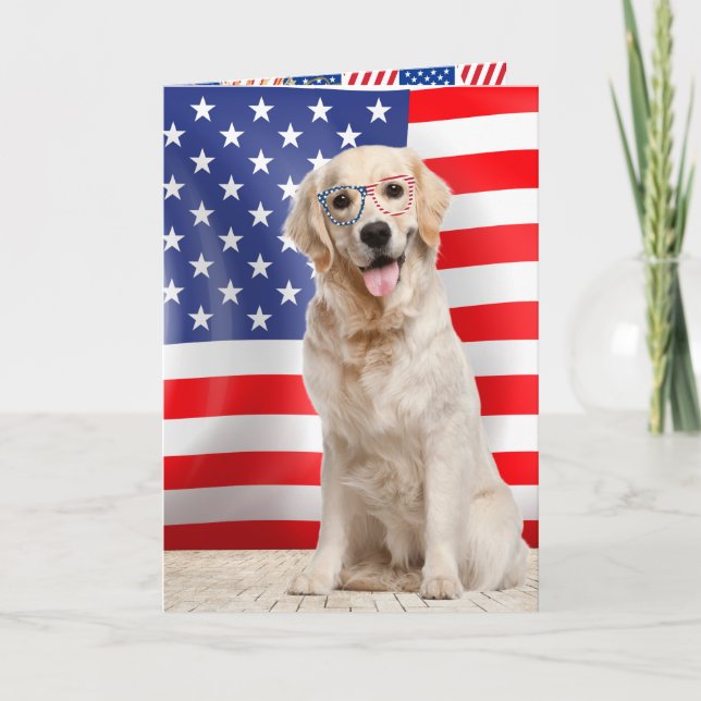 Golden Retriever, 4. Juli Card Karte (Vorderseite)