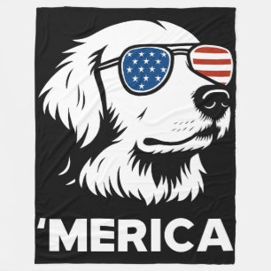 Golden Retriever 4. Juli Merica Fleecedecke