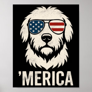 Golden Retriever 4. Juli Merica Patriotic Amer Poster