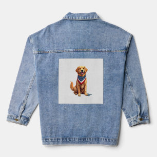 Golden Retriever 4. Juli Vintage Patriotisches T-S Jeansjacke