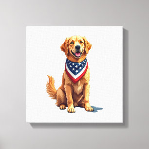 Golden Retriever 4. Juli Vintage Patriotisches T-S Leinwanddruck