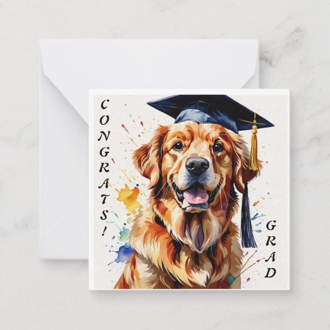 Golden Retriever Abschluss Notecard Mitteilungskarte (Vorderseite)