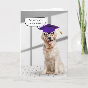 Golden Retriever Absolvent Mit Lila Mütze Karte