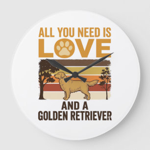 Golden Retriever Alles was du brauchst ist Liebe V Große Wanduhr