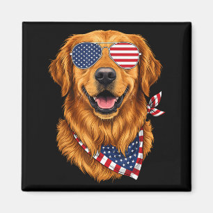 Golden Retriever American Flag-Bandana 4. Juli Magnet