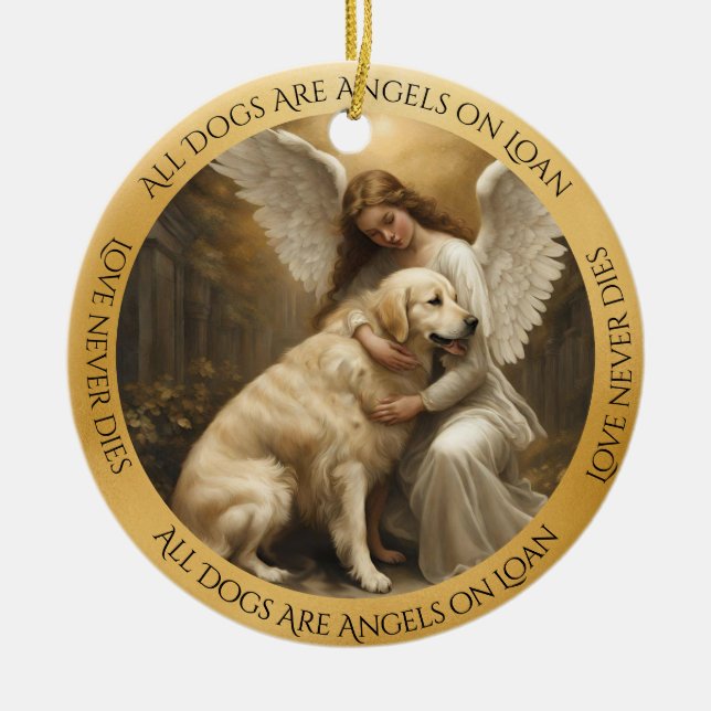 Golden Retriever Angel Gedenkstätte Keramik Ornament (Vorne)