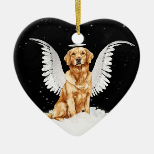 Golden Retriever Angel Hund Herz Keramikornament