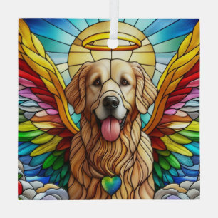 Golden Retriever Angel Rainbow Suncatcher Ornament Aus Glas