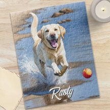 Golden Retriever apportiert Wasserfarbe Strand Hun