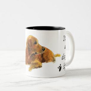 Golden Retriever Aquarell Hunde Leben Spruch Zweifarbige Tasse