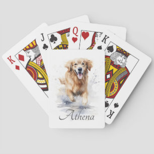 Golden Retriever Aquarell individuelle Name Spielkarten