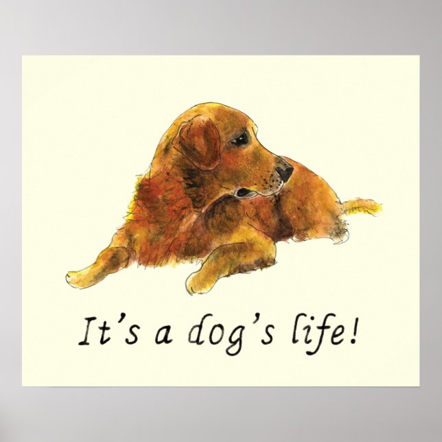 Golden Retriever Aquarellmalerei Dog Slogan Poster (Vorne)